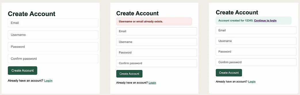 B-Ranked account creation and validation states