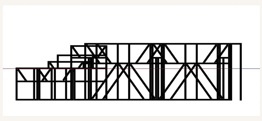 CAD drawing of the support system designed for a water channel